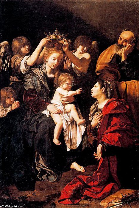 Wikioo.org - Die Enzyklopädie bildender Kunst - Malerei, Kunstwerk von Bartolomeo Cavarozzi - die heilige familie mit santa catalina