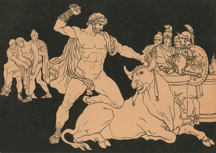 Wikioo.org - Encyklopedia Sztuk Pięknych - Malarstwo, Grafika Bartolomeo Pinelli - Entellus Killing The Bull