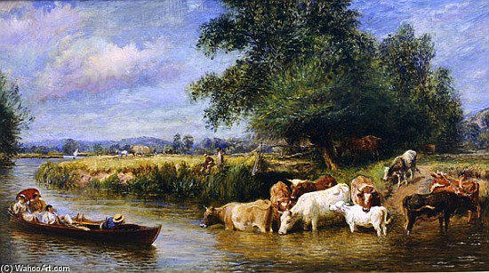 WikiOO.org - Encyclopedia of Fine Arts - Schilderen, Artwork Basil Bradley - A Midsummer''s Day On The Thames
