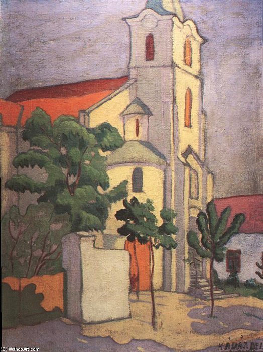 Wikioo.org - The Encyclopedia of Fine Arts - Painting, Artwork by Bela Kadar - Church At Nagybánya