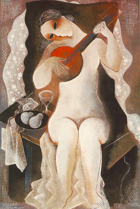 WikiOO.org - Encyclopedia of Fine Arts - Maľba, Artwork Bela Kadar - Girl With Guitar