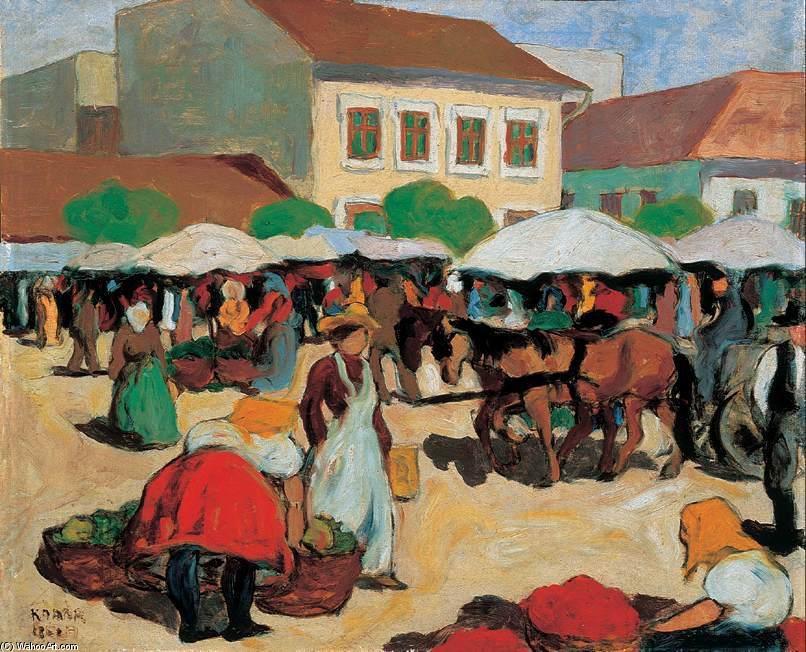 Wikioo.org – L'Enciclopedia delle Belle Arti - Pittura, Opere di Bela Kadar - Piazza del mercato