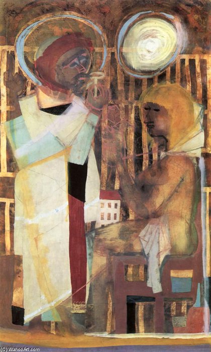 Wikioo.org - The Encyclopedia of Fine Arts - Painting, Artwork by Bela Kondor - St Peter And A Woman I