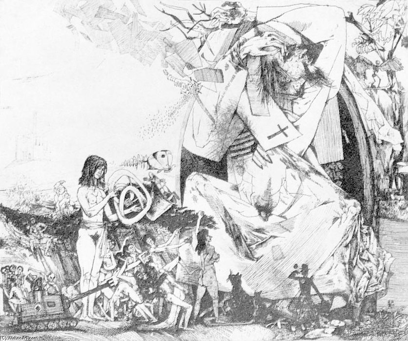 Wikioo.org - สารานุกรมวิจิตรศิลป์ - จิตรกรรม Bela Kondor - The Temptation Of St. Anthony