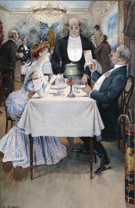 WikiOO.org - Enciklopedija dailės - Tapyba, meno kuriniai Benjamin Eugene Fichel - At The Restaurant
