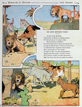 Wikioo.org - Encyklopedia Sztuk Pięknych - Malarstwo, Grafika Benjamin Rabier - The Ageing Lion