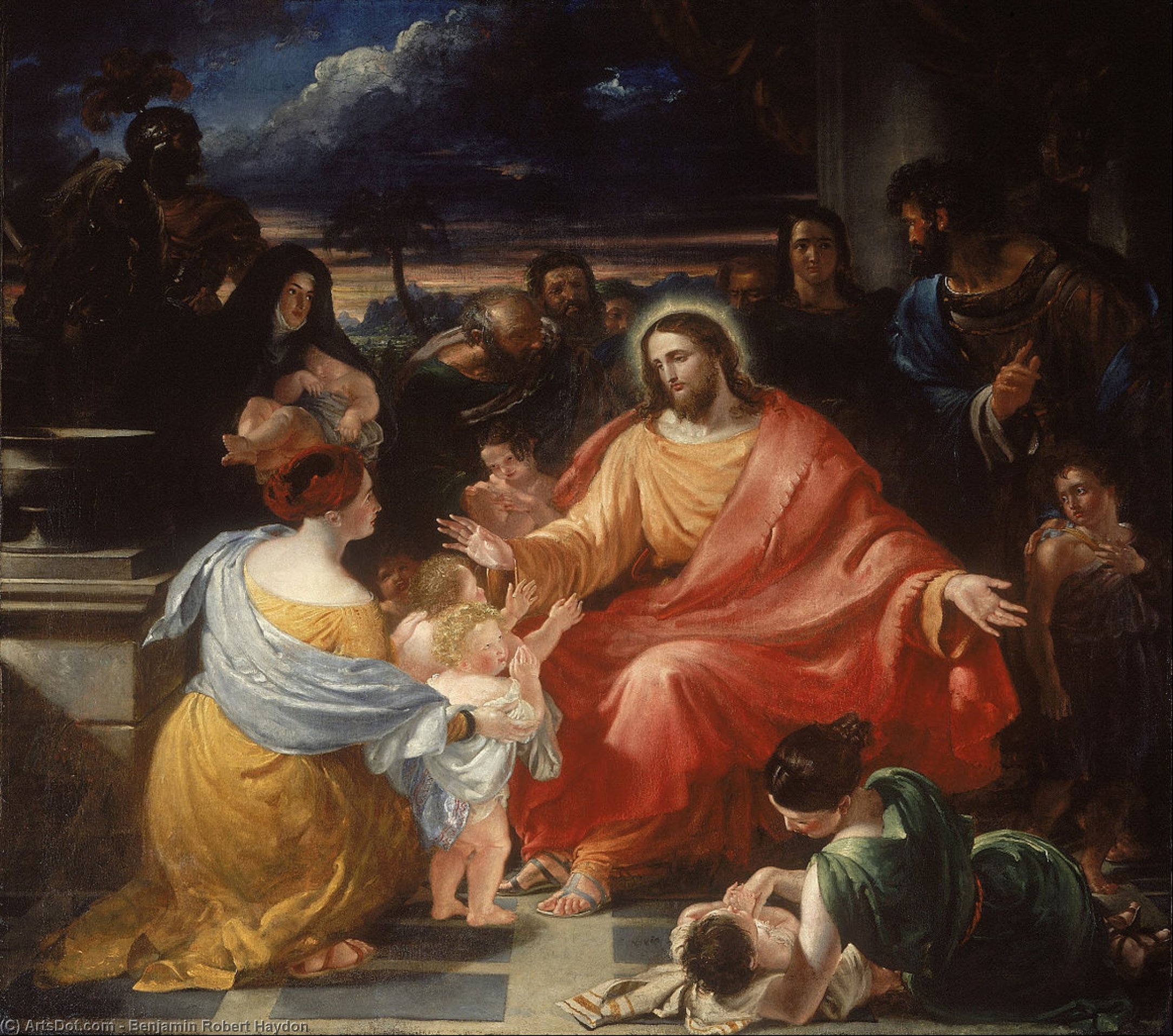 Wikioo.org – La Enciclopedia de las Bellas Artes - Pintura, Obras de arte de Benjamin Robert Haydon - Bendición de Cristo el  Pequeño  niños