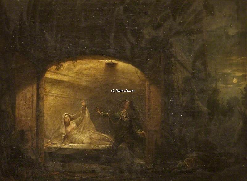 Wikioo.org - The Encyclopedia of Fine Arts - Painting, Artwork by Benjamin Wilson - David Garrick As Romeo At Juliet's Tomb