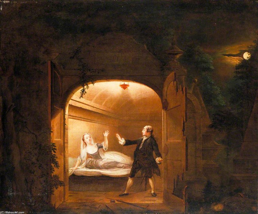 Wikioo.org - The Encyclopedia of Fine Arts - Painting, Artwork by Benjamin Wilson - David Garrick, As Romeo, George Anne Bellamy
