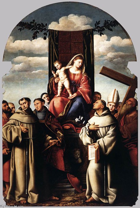Wikioo.org – L'Enciclopedia delle Belle Arti - Pittura, Opere di Bernardino Licinio - madonna col bambino `enthroned` con santi