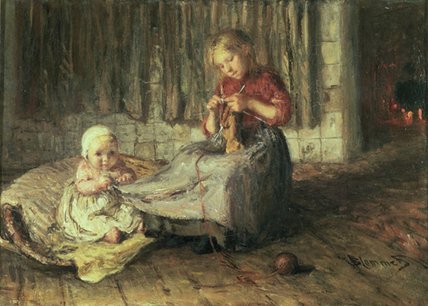 WikiOO.org - Encyclopedia of Fine Arts - Maľba, Artwork Bernardus Johannes (Bernard) Blommers - Baby Sitting