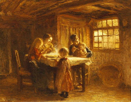 Wikioo.org - The Encyclopedia of Fine Arts - Painting, Artwork by Bernardus Johannes (Bernard) Blommers - The Family Meal