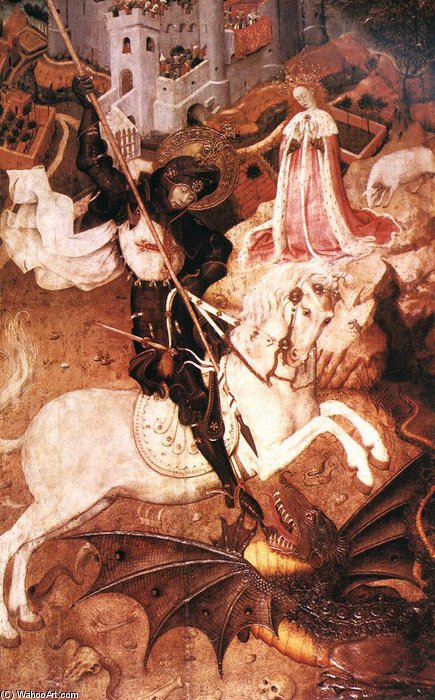 Wikioo.org - The Encyclopedia of Fine Arts - Painting, Artwork by Bernat (Bernardo) Martorell - Saint George Killing The Dragon