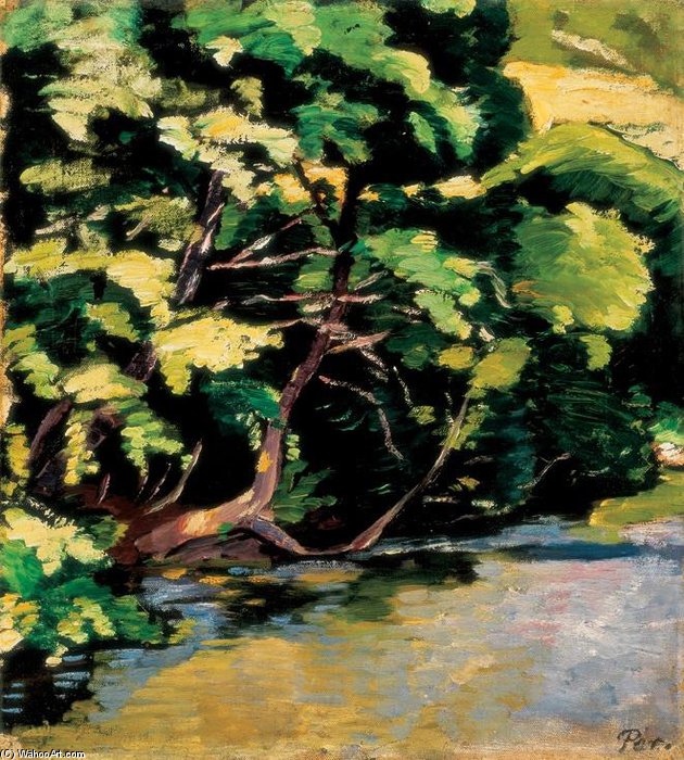 WikiOO.org - Encyclopedia of Fine Arts - Maleri, Artwork Bertalan Por - Lights On The Riverside