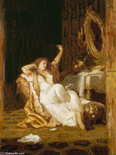 WikiOO.org - Encyclopedia of Fine Arts - Schilderen, Artwork Bertalan Szekely - Himself Lolling About Woman