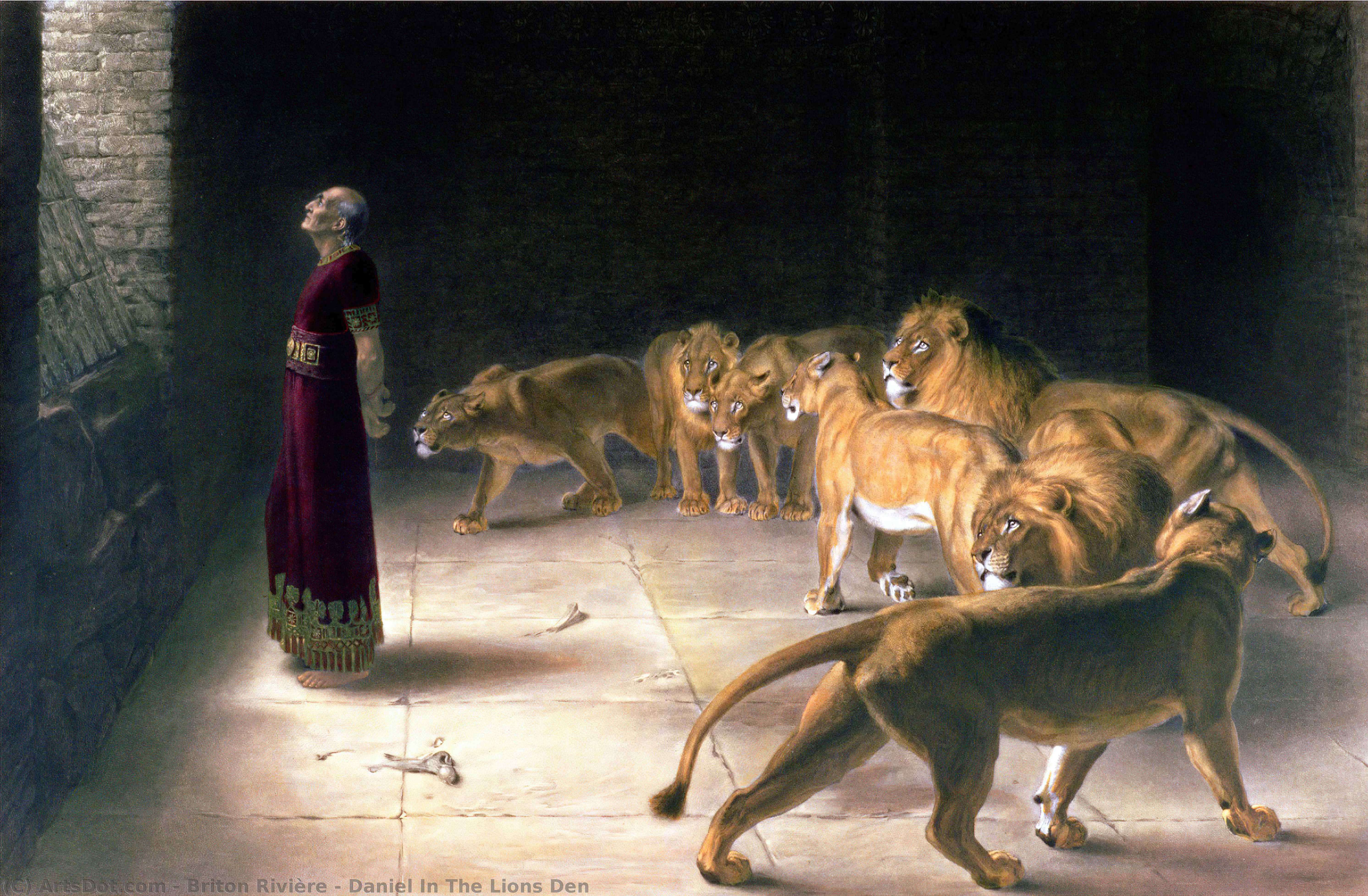 Wikioo.org – L'Enciclopedia delle Belle Arti - Pittura, Opere di Briton Rivière - Daniel nel leoni  tana