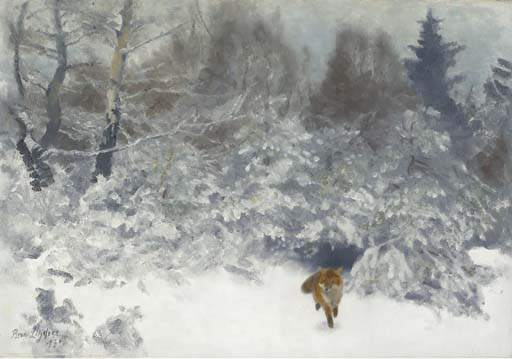 Wikioo.org - The Encyclopedia of Fine Arts - Painting, Artwork by Bruno Andreas Liljefors - Fox In A Winter Landscape