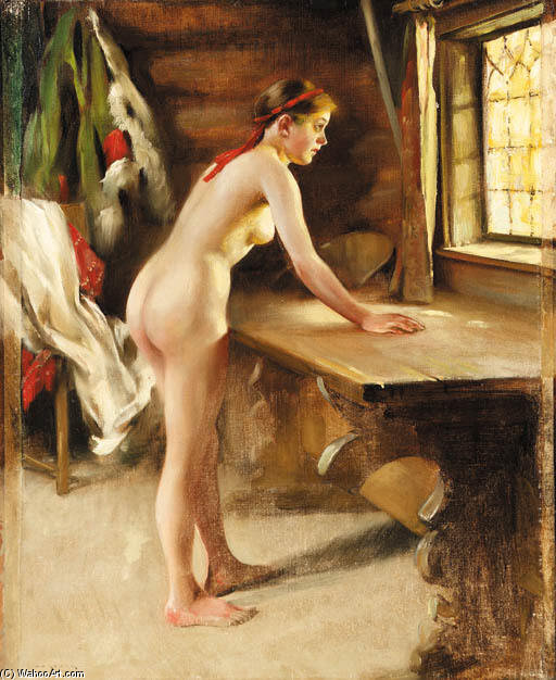 Wikioo.org - The Encyclopedia of Fine Arts - Painting, Artwork by Bruno Andreas Liljefors - The Morning Sun (i Know This Works ''august Wilhelm Nikolaus Hagborg'')