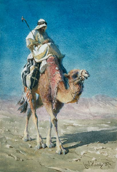 WikiOO.org - Енциклопедия за изящни изкуства - Живопис, Произведения на изкуството Carl Haag - A Bedaween On A Camel's Back