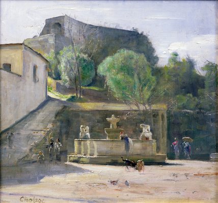WikiOO.org - Encyclopedia of Fine Arts - Maleri, Artwork Carl Vilhelm Holsoe - At The Fountain