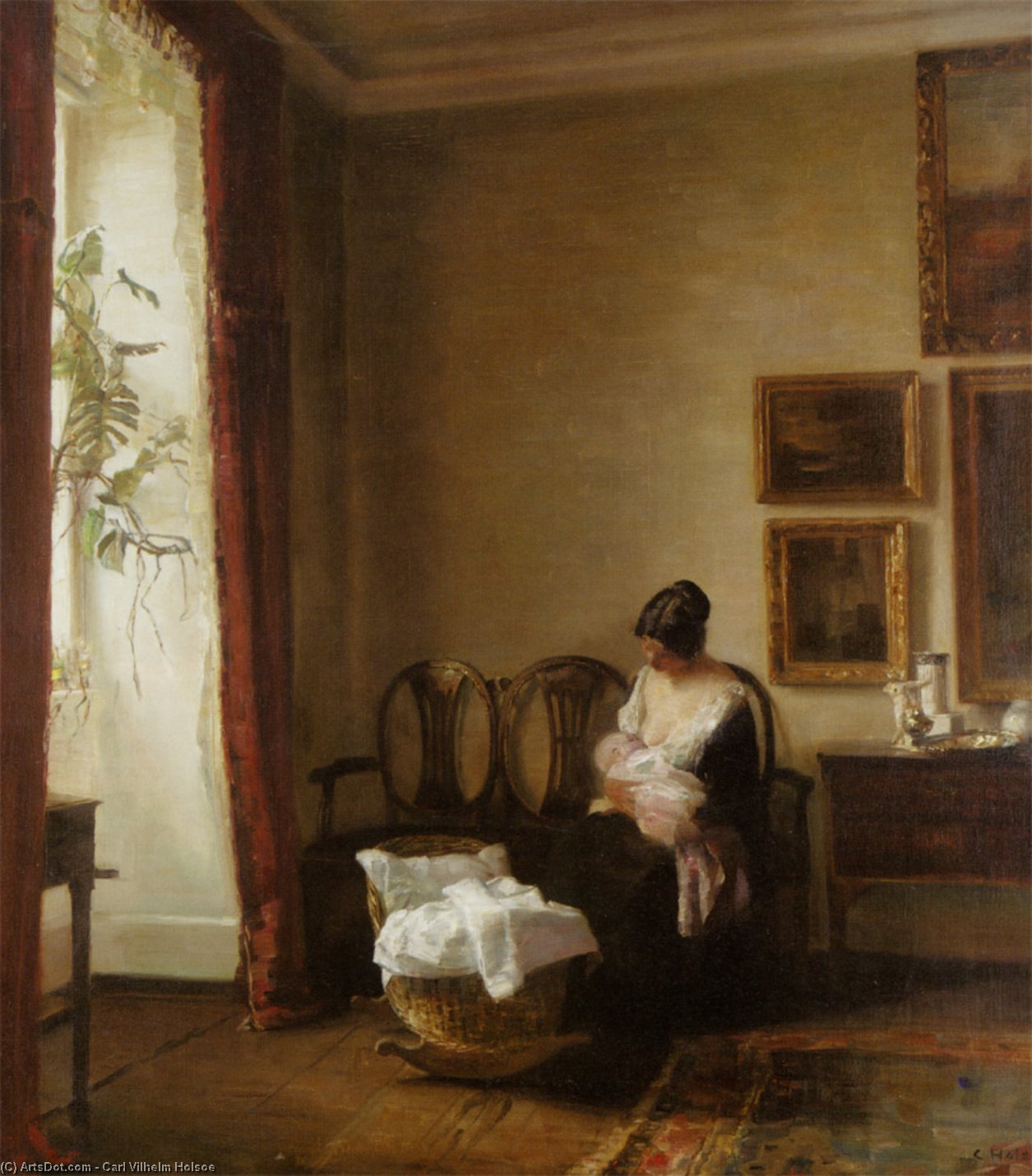 Wikioo.org - The Encyclopedia of Fine Arts - Painting, Artwork by Carl Vilhelm Holsoe - Motherhood