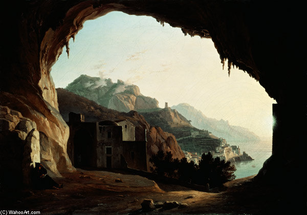 Wikioo.org - Die Enzyklopädie bildender Kunst - Malerei, Kunstwerk von Carl Wilhelm Goetzloff - Grotto in der Nähe von Amalfi