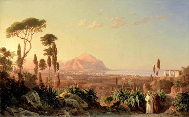 WikiOO.org - Encyclopedia of Fine Arts - Målning, konstverk Carl Wilhelm Goetzloff - Palermo With Mount Pellegrino