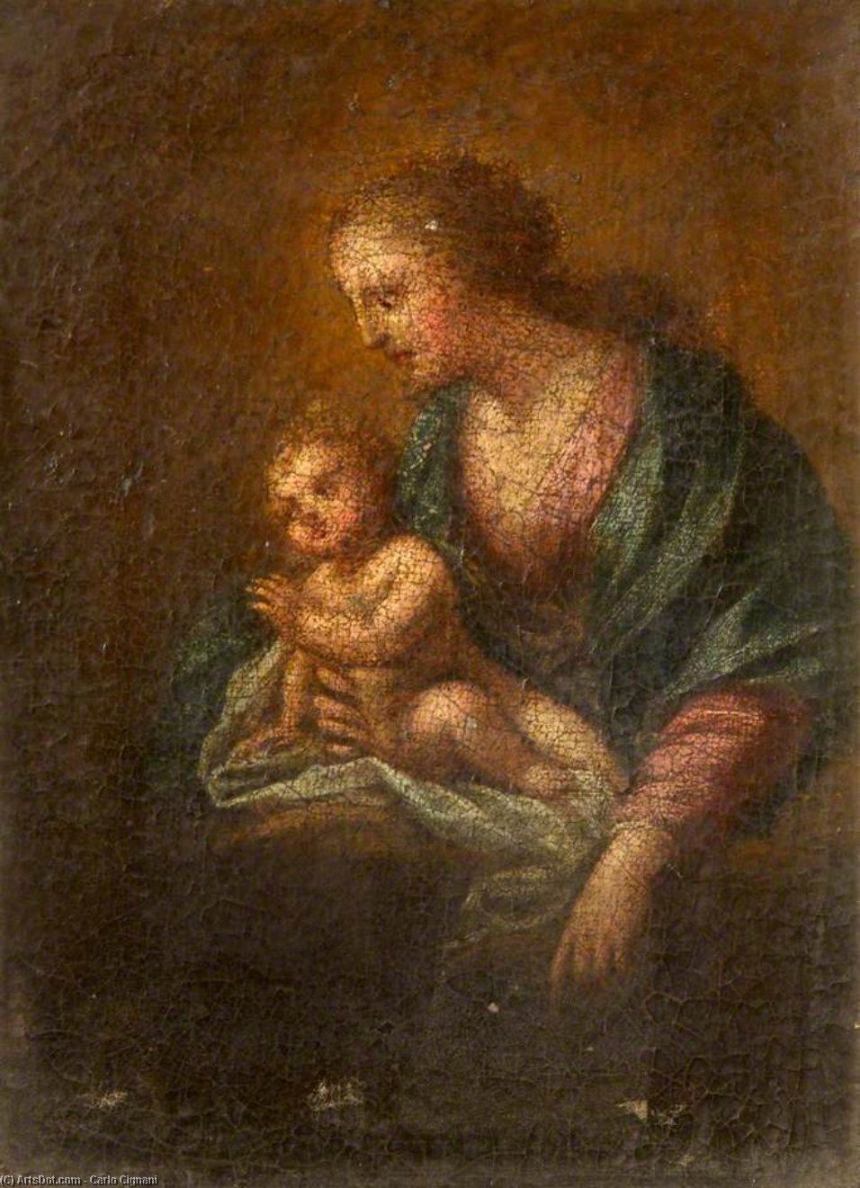 Wikioo.org - The Encyclopedia of Fine Arts - Painting, Artwork by Carlo Cignani - Woman And Child