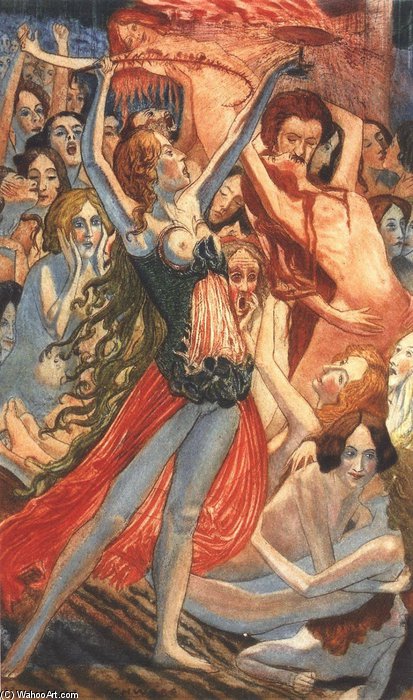 WikiOO.org - Encyclopedia of Fine Arts - Maleri, Artwork Carlos Schwabe - Damned Women