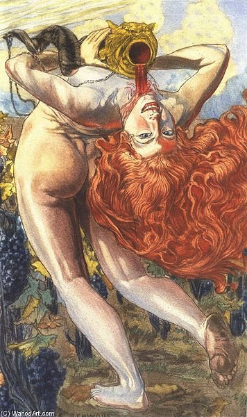 Wikioo.org - The Encyclopedia of Fine Arts - Painting, Artwork by Carlos Schwabe - L'ame Du Vin