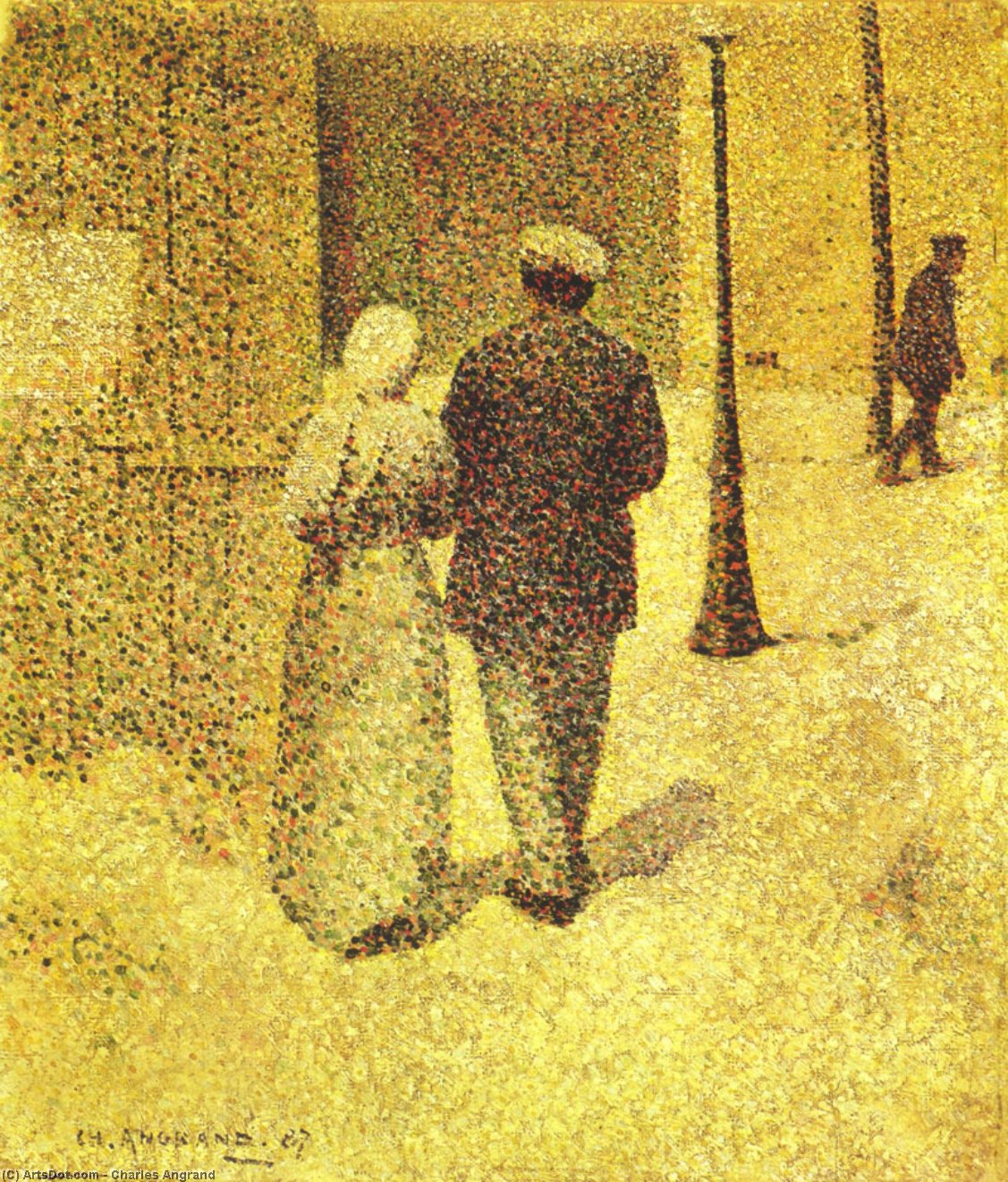 WikiOO.org - Encyclopedia of Fine Arts - Målning, konstverk Charles Angrand - Man And Woman In The Street