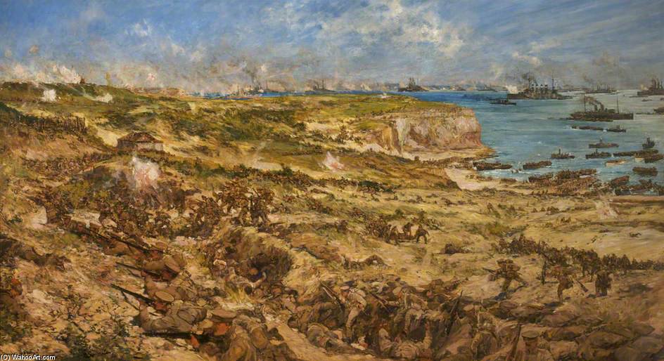 Wikioo.org - The Encyclopedia of Fine Arts - Painting, Artwork by Charles Edward Dixon - The Gallipoli Landing