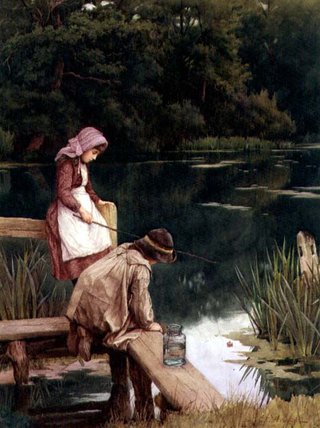 Wikioo.org - The Encyclopedia of Fine Arts - Painting, Artwork by Charles Edward Wilson - Rustic Anglers