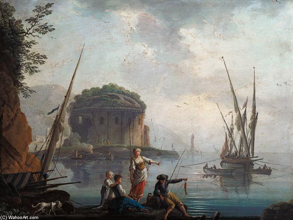 Wikioo.org – L'Encyclopédie des Beaux Arts - Peinture, Oeuvre de Charles François Grenier De Lacroix - paysage marin