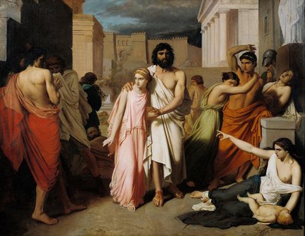 Wikioo.org - The Encyclopedia of Fine Arts - Painting, Artwork by Charles François Jalabert - Oedipus And Antigone