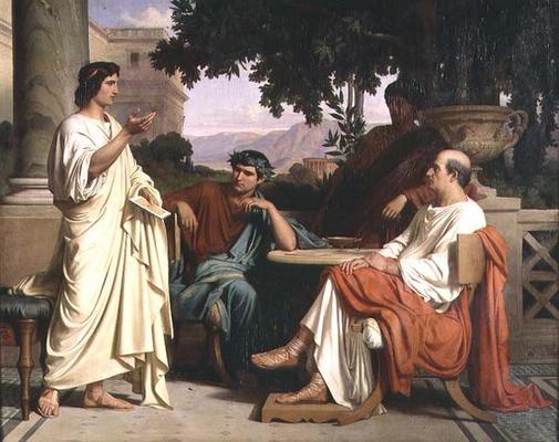 WikiOO.org - Encyclopedia of Fine Arts - Lukisan, Artwork Charles François Jalabert - Virgil And Varius At The House Of Maecenas