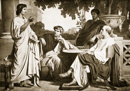 Wikioo.org - The Encyclopedia of Fine Arts - Painting, Artwork by Charles François Jalabert - Virgil, Horace And Varius At The House Of Maecenas