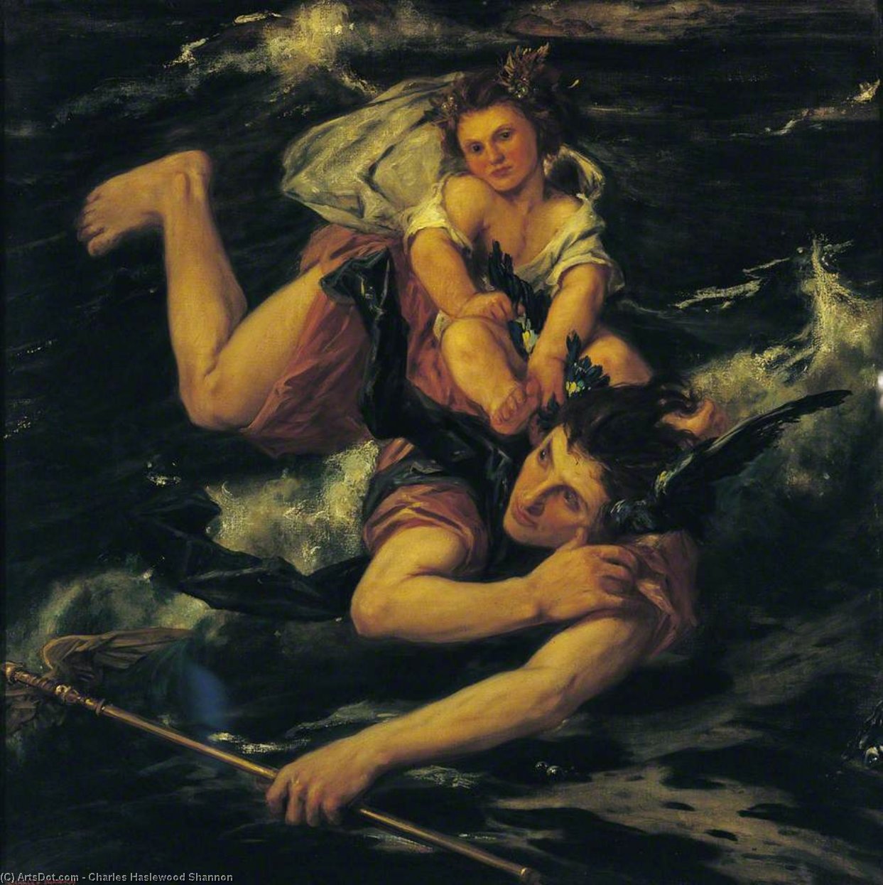 Wikioo.org - The Encyclopedia of Fine Arts - Painting, Artwork by Charles Hazelwood Shannon - Hermes And The Infant Bacchus