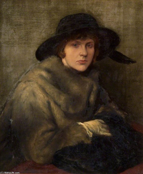 WikiOO.org - Εγκυκλοπαίδεια Καλών Τεχνών - Ζωγραφική, έργα τέχνης Charles Hazelwood Shannon - Lady In Grey Fur