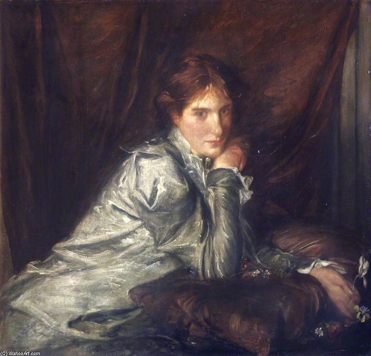 WikiOO.org - Enciklopedija dailės - Tapyba, meno kuriniai Charles Hazelwood Shannon - Lady With A Cyclamen