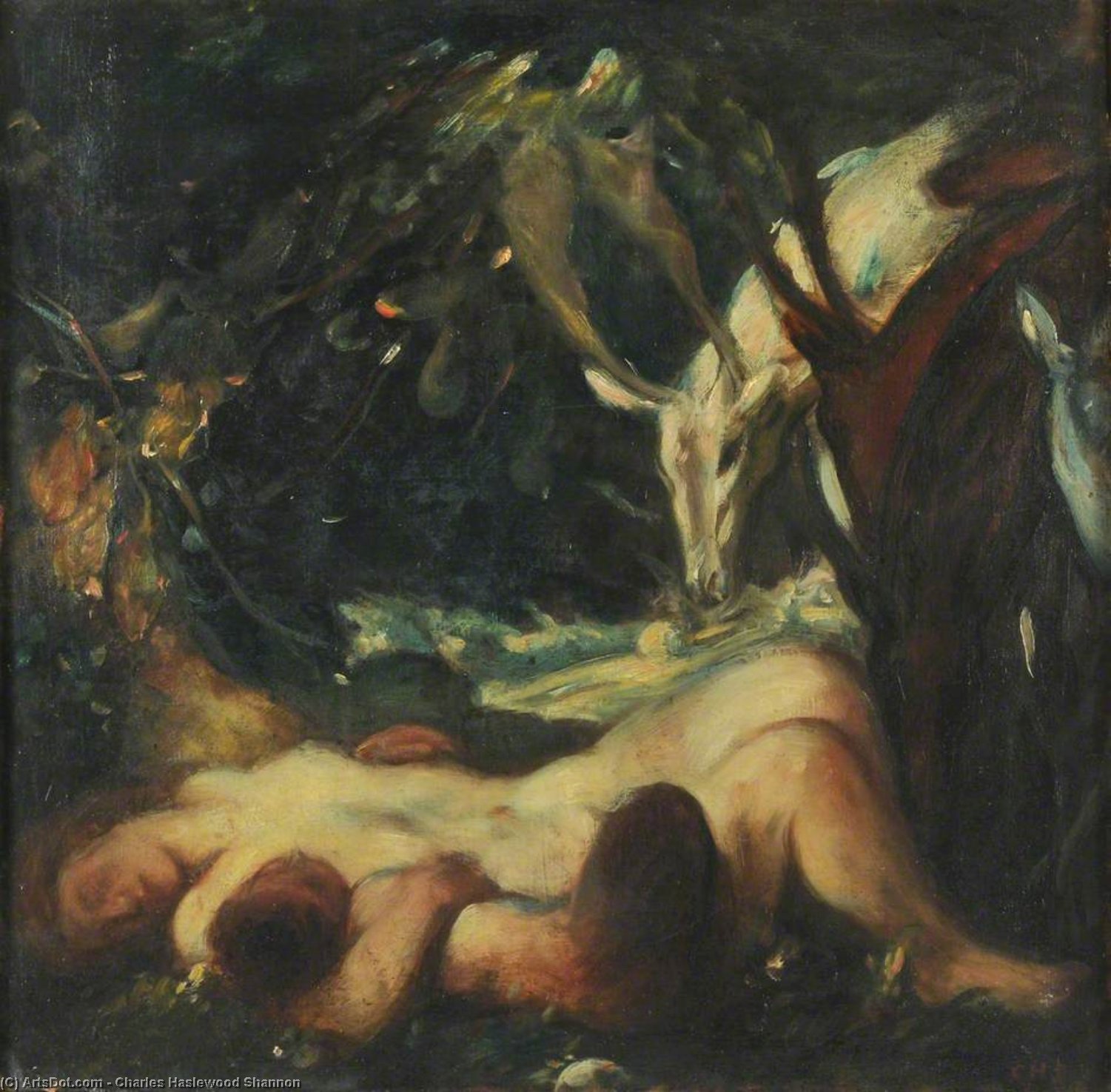 Wikioo.org - The Encyclopedia of Fine Arts - Painting, Artwork by Charles Hazelwood Shannon - Study For 'the Sleeping Wood Nymph'