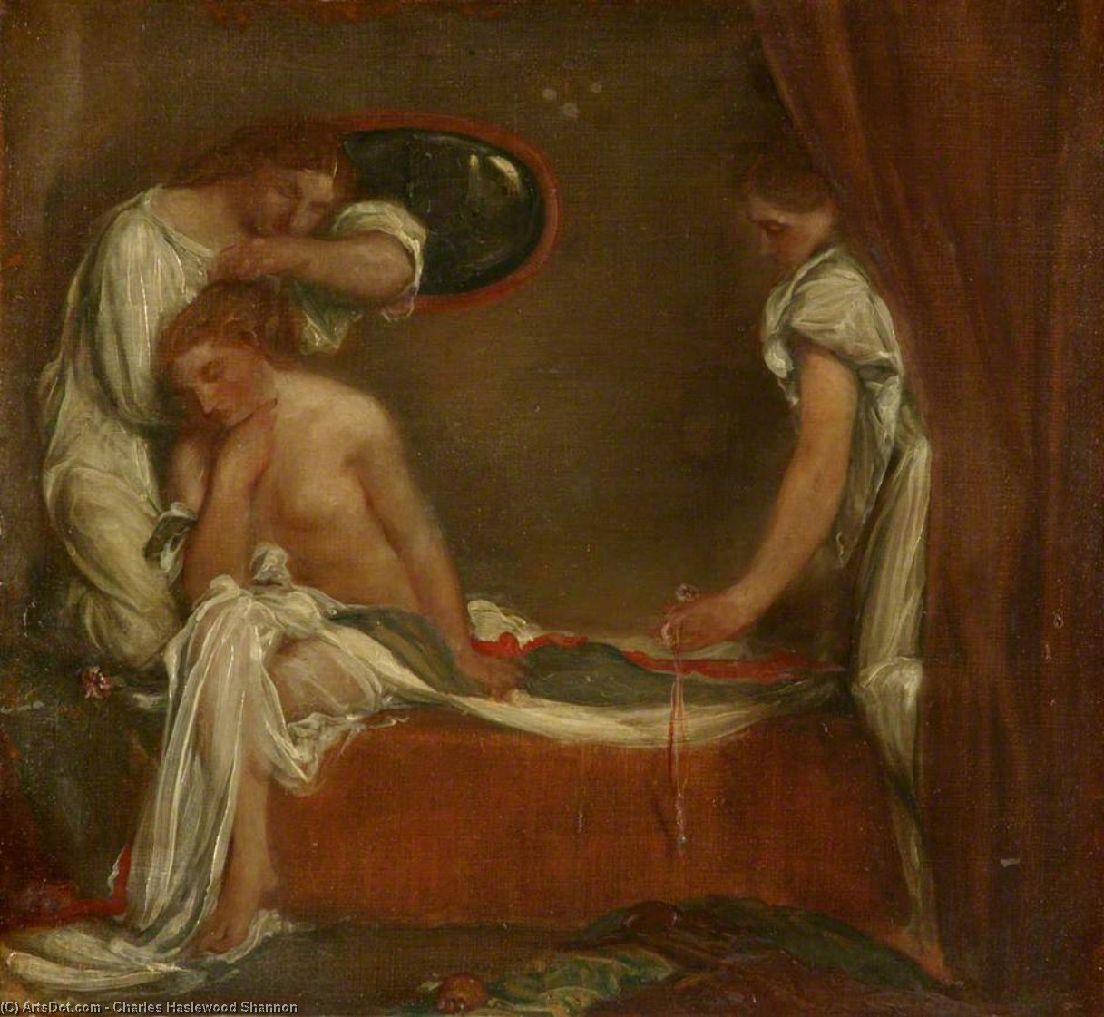 WikiOO.org - Encyclopedia of Fine Arts - Maleri, Artwork Charles Hazelwood Shannon - Toilet Scene Ii