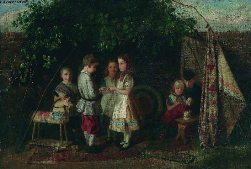 WikiOO.org - Encyclopedia of Fine Arts - Lukisan, Artwork Charles Hunt - Children Playing - The Fortune Teller