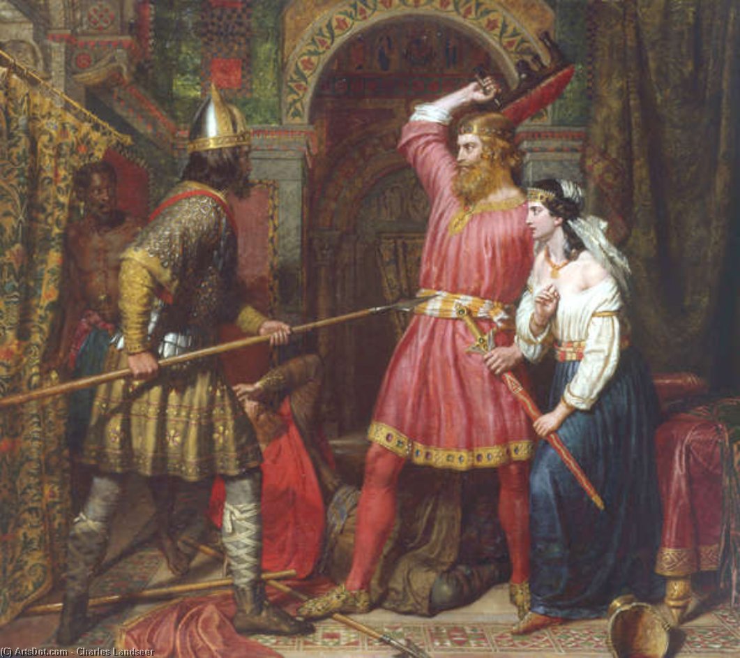 WikiOO.org - Encyclopedia of Fine Arts - Maleri, Artwork Charles Landseer - Assassination Of Alboin, King Of The Lombards