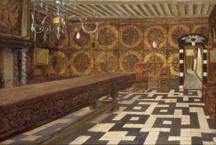 Wikioo.org - The Encyclopedia of Fine Arts - Painting, Artwork by Charles Napier Hemy - A Room In The Musee Plantin, Antwerp