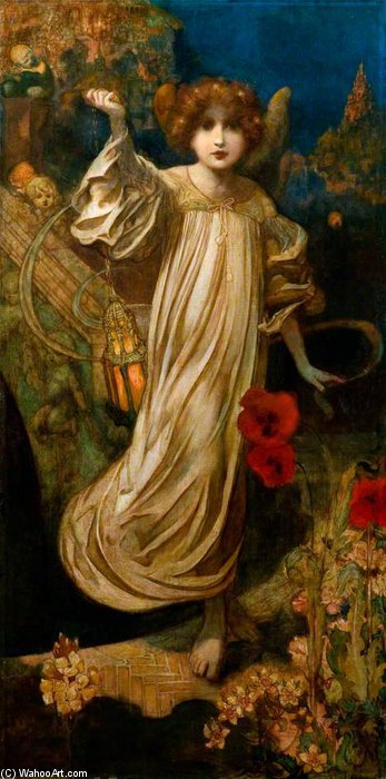 Wikioo.org - The Encyclopedia of Fine Arts - Painting, Artwork by Charles Robinson - Angelic Child With A Lantern
