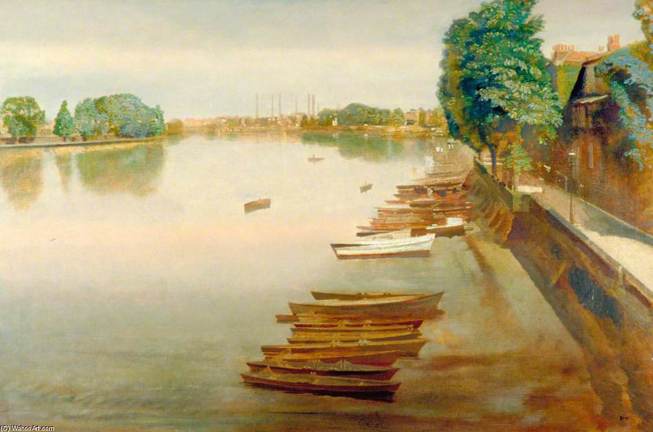 Wikioo.org - The Encyclopedia of Fine Arts - Painting, Artwork by Charles Henry Sims - Lower Mall, Hammersmith, Looking Towards Chiswick Reach