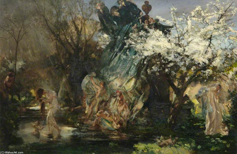 Wikioo.org – L'Enciclopedia delle Belle Arti - Pittura, Opere di Charles Henry Sims - La Doccia