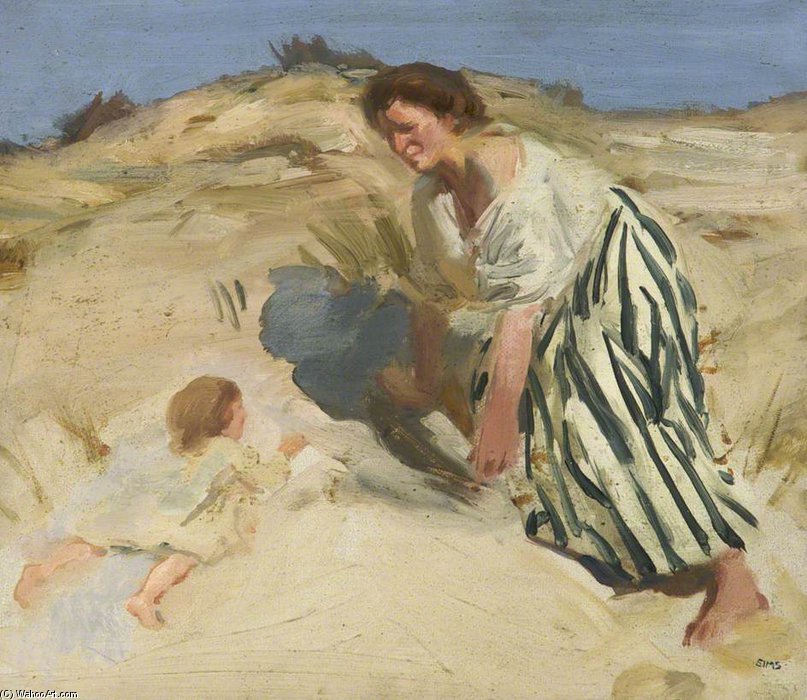 Wikioo.org - The Encyclopedia of Fine Arts - Painting, Artwork by Charles Henry Sims - The Striped Skirt