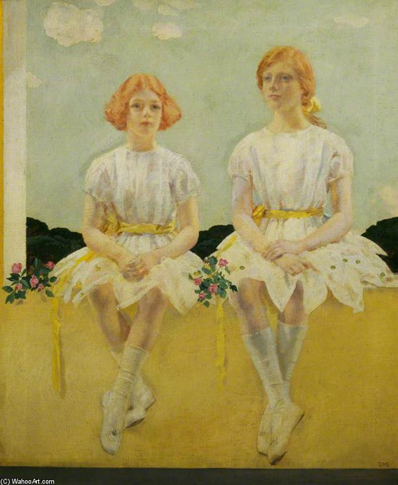 WikiOO.org - Encyclopedia of Fine Arts - Maalaus, taideteos Charles Henry Sims - Two Girls Seated - Diana, And Sarah Churchill